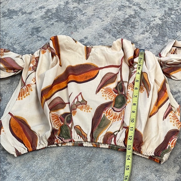 NWT Andrea Iyamah Halima Crop Top Resort Wear Cover Up Eucalyptus Leaves Sz L - Picture 12 of 15